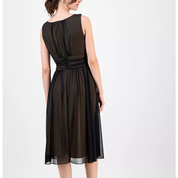 Connected Apparel Womens Black Gold Sleeveless Evening Gown Chiffon Sz 14 NWT - Picture 3 of 13